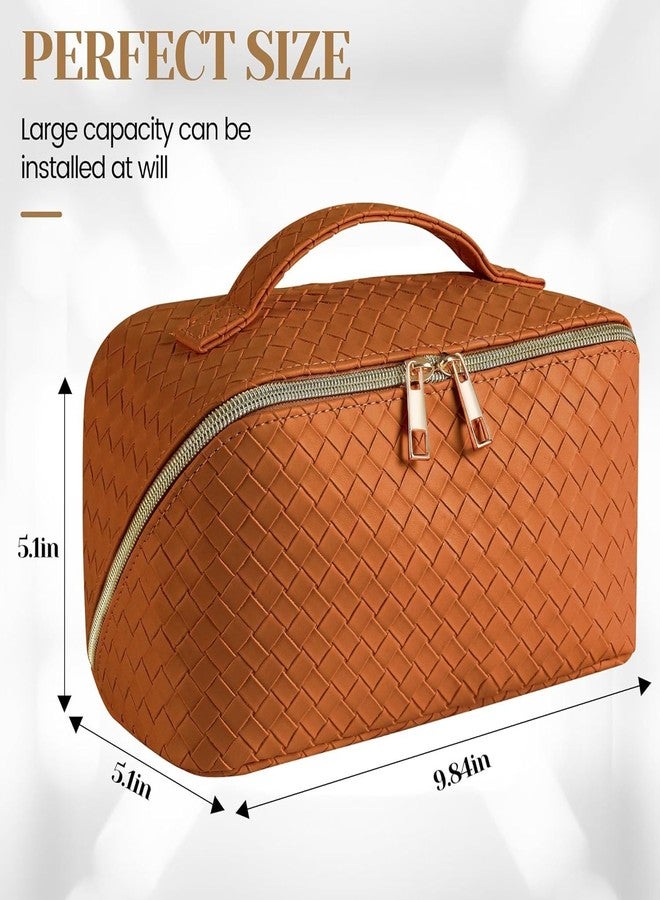 GENERIC Savatti Large Capacity Makeup Organizer Bag, Travel Toiletry Bag with Wide Open Pouch, Cosmetic Bag for Women, Makeup Brush Holder, Toiletries Accessories (165, brown) - Image 2