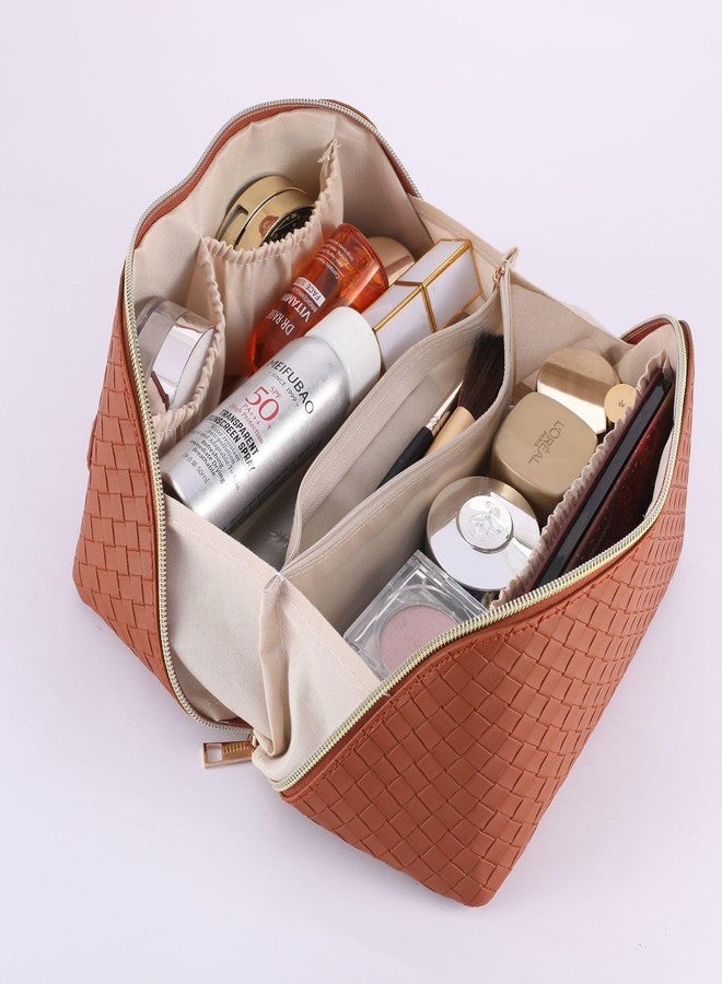 GENERIC Savatti Large Capacity Makeup Organizer Bag, Travel Toiletry Bag with Wide Open Pouch, Cosmetic Bag for Women, Makeup Brush Holder, Toiletries Accessories (165, brown) - Image 5