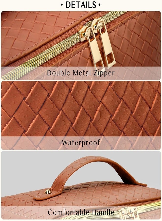 GENERIC Savatti Large Capacity Makeup Organizer Bag, Travel Toiletry Bag with Wide Open Pouch, Cosmetic Bag for Women, Makeup Brush Holder, Toiletries Accessories (165, brown) - Image 3