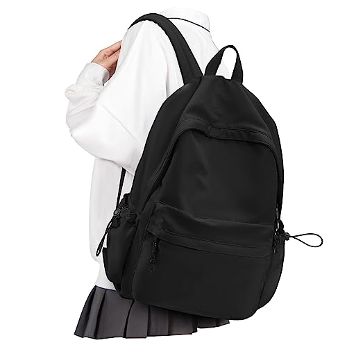 VECAVE School Backpack Black Waterproof Bookbag Casual Lightweight Travel Rucksack Daypack Backpacks for Men Women College High School Bags backpack for Boys Girls Teens - Image 1