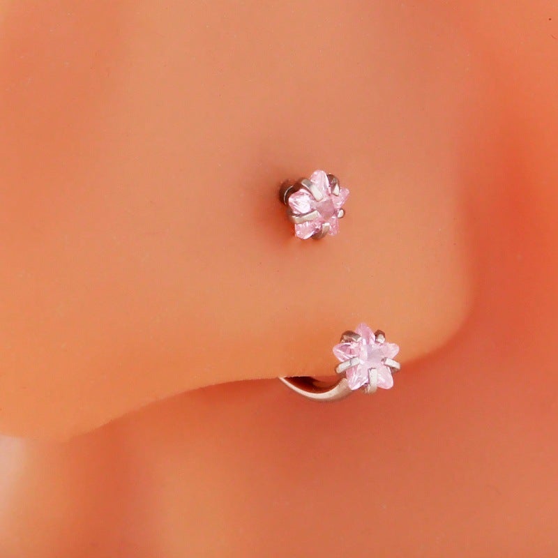 U-Shape Stainless Steel Zircon Nose Ring for Women - Multicolor Nose Stud - Image 1