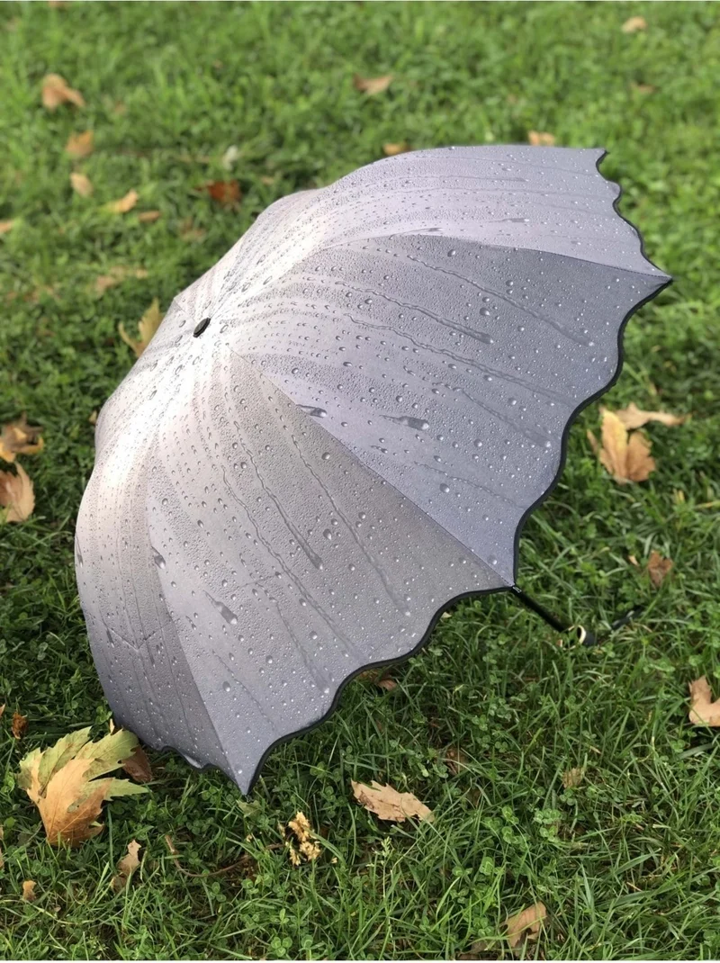 ELEVEN MARKETS Eleven Market Smoke Color Women's Umbrella with Water Droplets That Does Not Break in the Wind