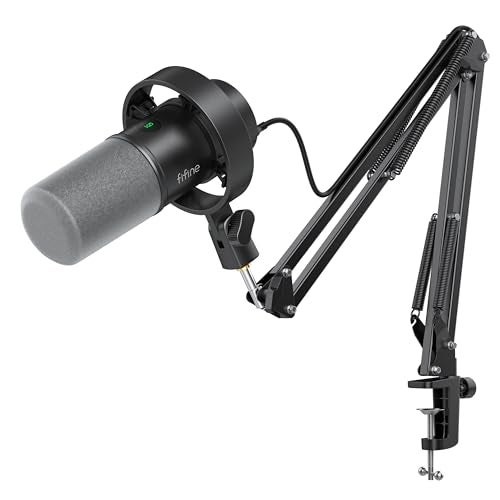 FIFINE K688 Podcast Microphone Kit USBXLR Dynamic Microphone with Boom Arm for PCXLR Mixer Gaming Mic with Mute Button Headphone Jack for Vocal VoiceOver Streaming Music Recording K688CT - Image 1