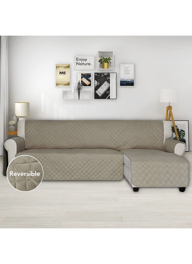 ISSUNTEX - ISSUNTEX Sectional Couch Covers for Dogs, Reversible L Shaped Sofa Cover, Water Resistant Chaise Lounge Cover Furinture Protector for Kids Pets (Small, Beige/Beige ) - Image 1