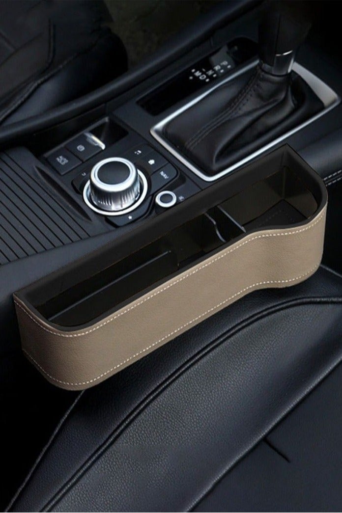 كيلا صندوق تخزين فجوات مقعد السيارة من قطعتين مع حامل أكواب، منظم متعدد الوظائف لملء فجوات مقعد السيارة، صندوق من جلد البولي يوريثان مع جيوب جانبية لوحدة التحكم في السيارة، يمكن تخزين المفاتيح والهواتف المحمولة وسماعات الرأس والساعات والبطاقات المصرفية - Image 3