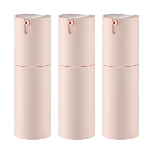 Lulupack Airless Pump Bottles Travel: Lotion Dispenser for Small Size - Empty Shampoo Containers - Mini Vacuum Jar for Cream - 1 oz Plastic Pink - Image 1