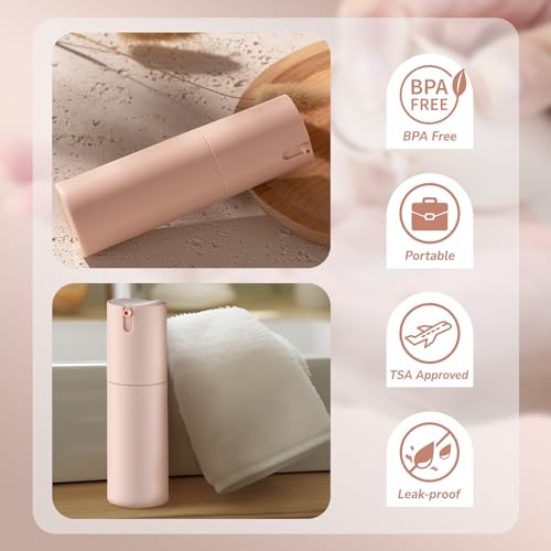 Lulupack Airless Pump Bottles Travel: Lotion Dispenser for Small Size - Empty Shampoo Containers - Mini Vacuum Jar for Cream - 1 oz Plastic Pink - Image 4