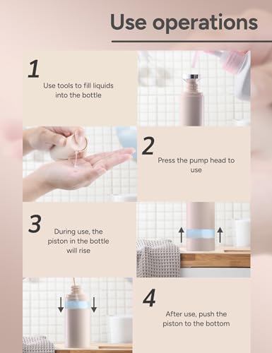 Lulupack Airless Pump Bottles Travel: Lotion Dispenser for Small Size - Empty Shampoo Containers - Mini Vacuum Jar for Cream - 1 oz Plastic Pink - Image 5