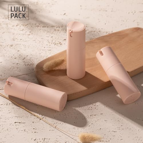 Lulupack Airless Pump Bottles Travel: Lotion Dispenser for Small Size - Empty Shampoo Containers - Mini Vacuum Jar for Cream - 1 oz Plastic Pink - Image 2