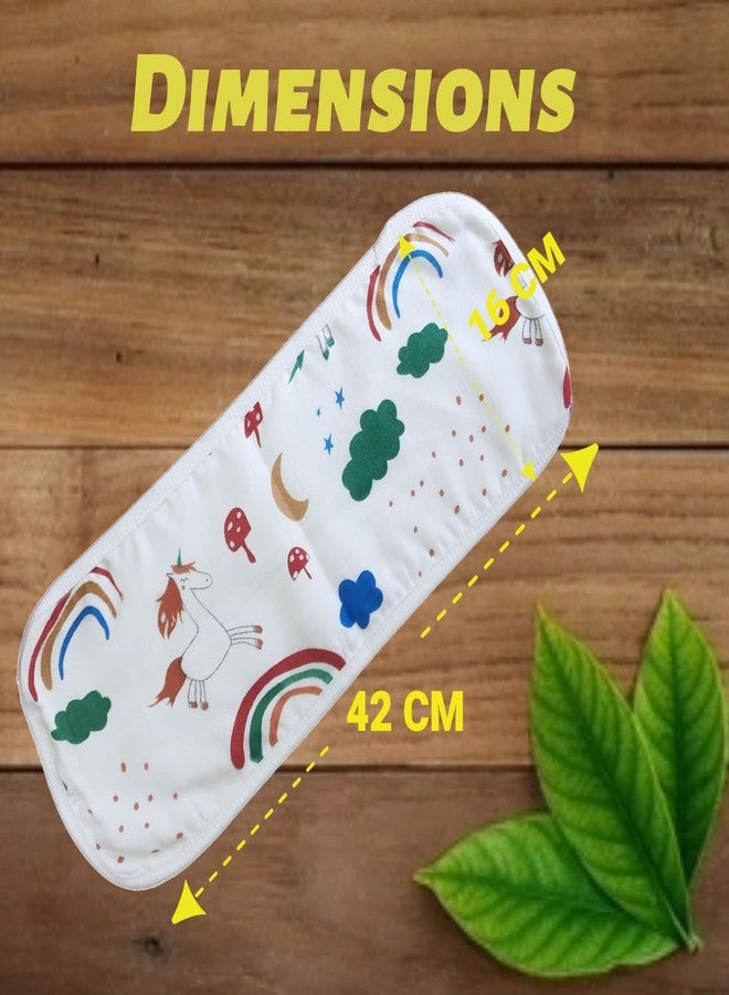 MammaChamp Organic Muslin Burp Cloth/Bibs/face Towel/Towel/Napkins/Hankies/Burpies for Newborn Babies Boy/Girl (18 x 6 inch, Multicolor) (Pack of 3) - Image 3