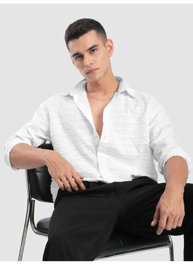 بيونغ White Fur Wave Textured Shirt