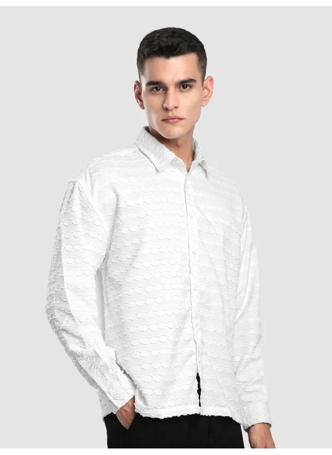بيونغ White Fur Wave Textured Shirt