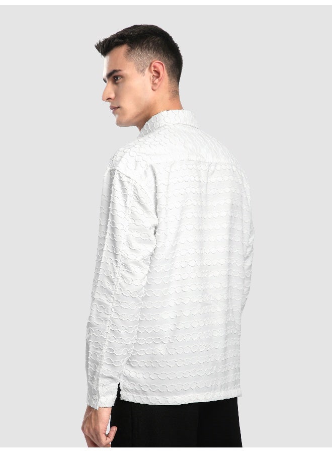 Beyoung White Fur Wave Textured Shirt  - Image 3