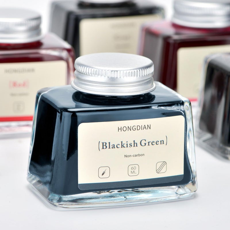 Asvine Hongdian Fountain Pen Bottled Ink Blackish Green, 60ml Fountain Pen Bottled Ink, Non Carbon - Image 5