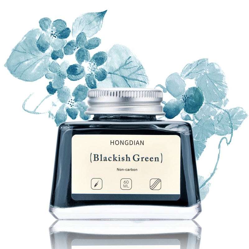 Asvine Hongdian Fountain Pen Bottled Ink Blackish Green, 60ml Fountain Pen Bottled Ink, Non Carbon - Image 1