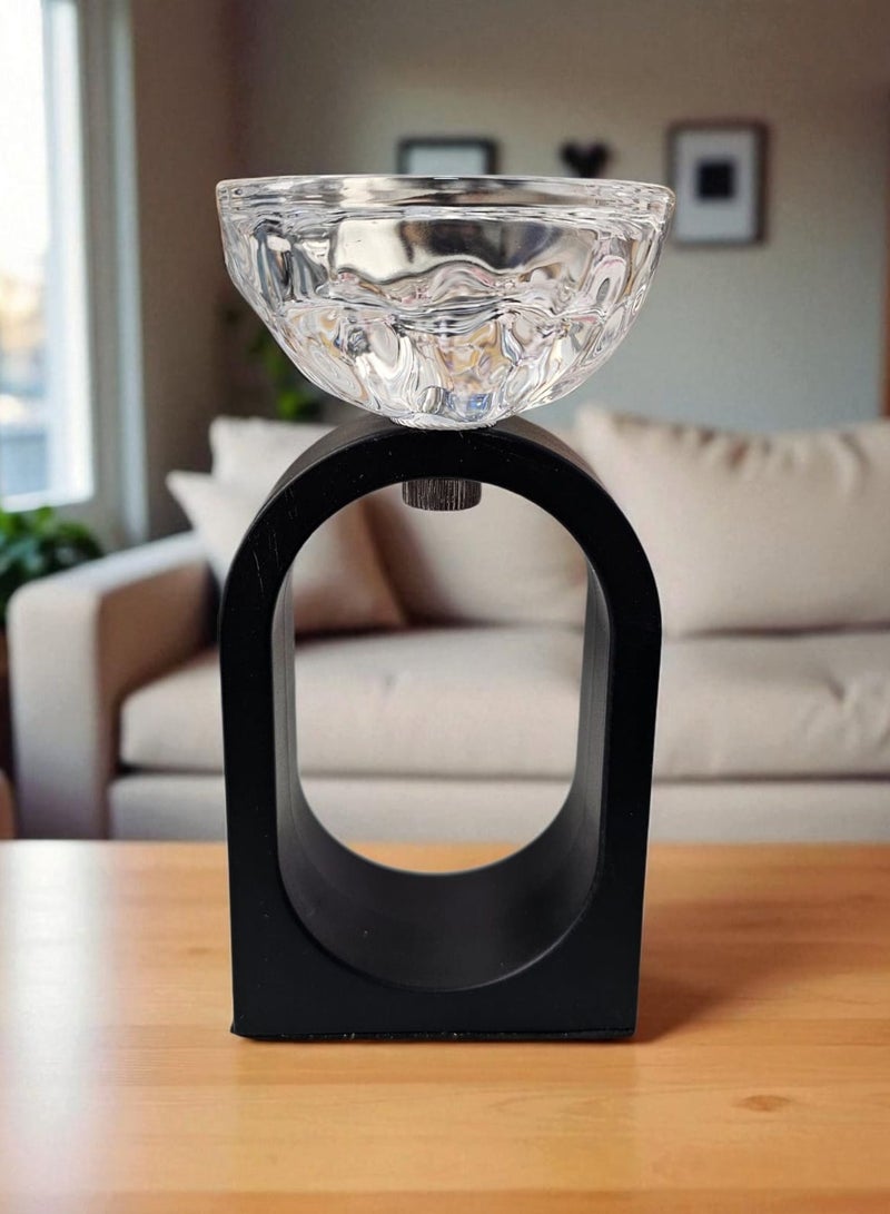 Lncense Burner And Candlestick 2 In 1  Sharafatouna Phrase  Black/Transparent  - Image 1