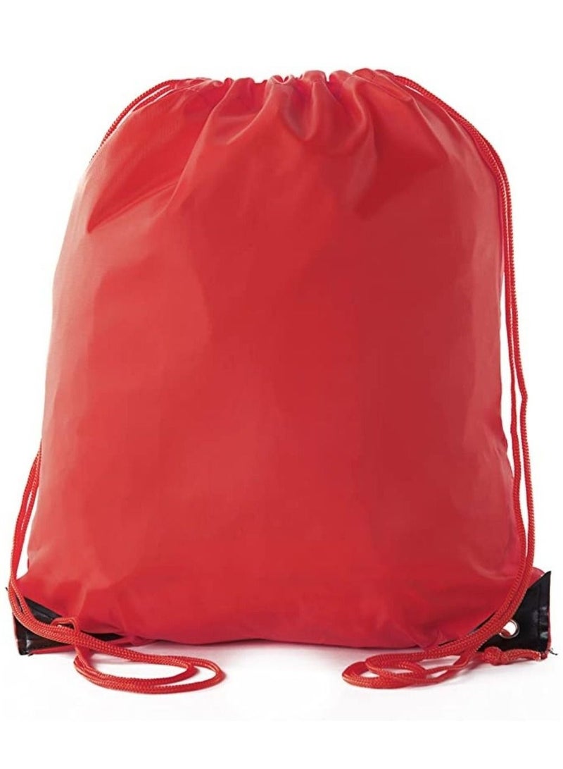 SANTHOME Drastin 210D Polyester Drawstring Bag Lightweight Promotional Tote Adjustable Carry Strings Cinch Sack Gym Sport Traveling String Bag for Men Women - 3 Pack, Red - Image 2