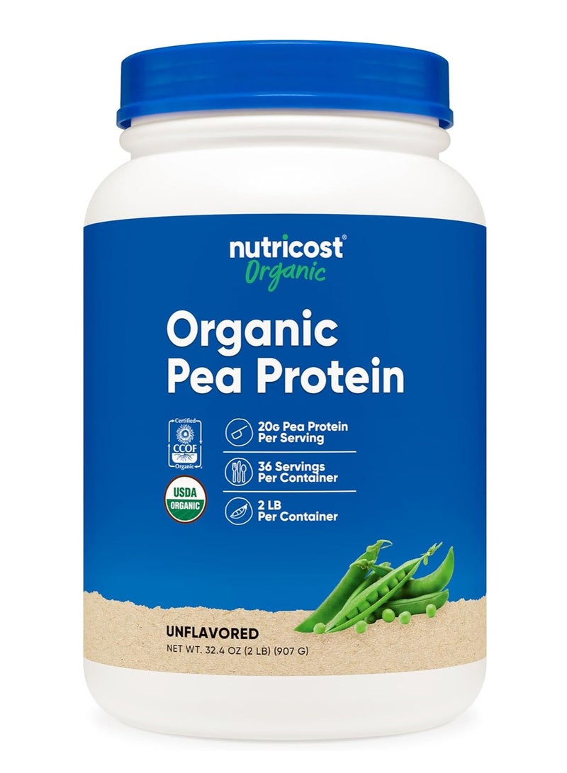 Nutricost Pea Protein Isolate Powder Organic 2lbs Unflavoured - Image 1