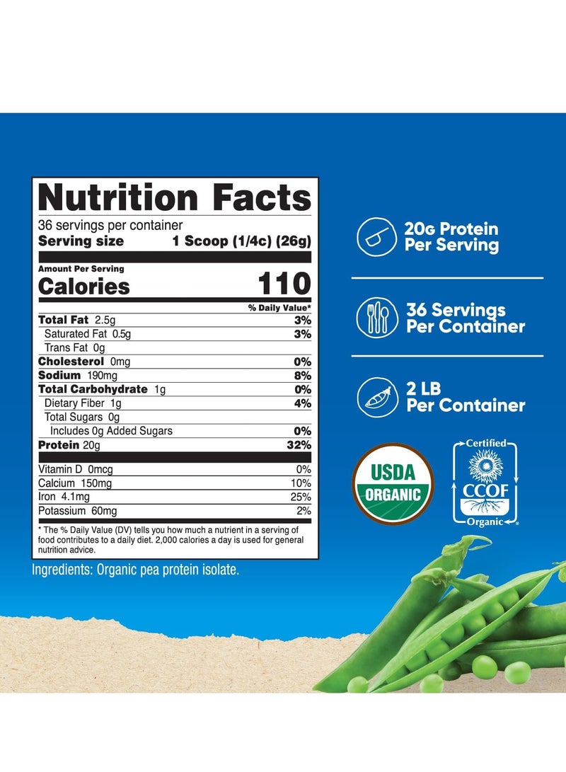 Nutricost Pea Protein Isolate Powder Organic 2lbs Unflavoured - Image 2