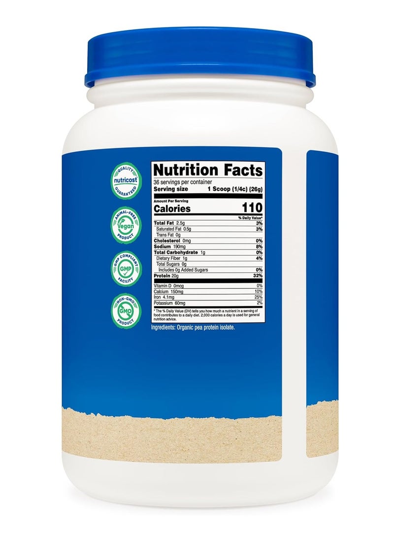 Nutricost Pea Protein Isolate Powder Organic 2lbs Unflavoured - Image 4