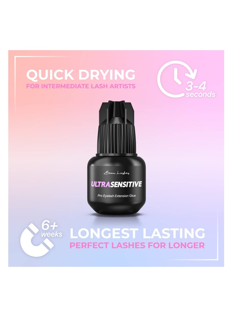 beau lashes غراء تمديد الرموش الاحترافي فائق الحساسية 5 مل - لزوجة قوية سوداء في الرطوبة المنخفضة لتمديد الرموش الفردية شبه الدائمة - Image 2