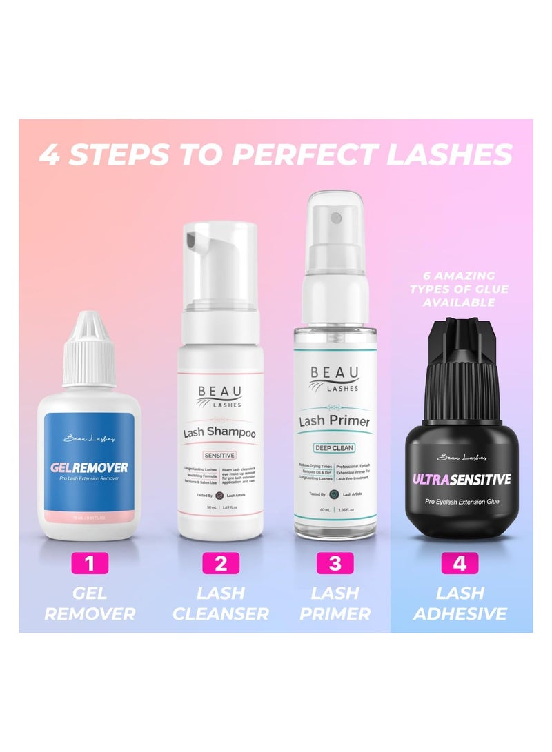 beau lashes غراء تمديد الرموش الاحترافي فائق الحساسية 5 مل - لزوجة قوية سوداء في الرطوبة المنخفضة لتمديد الرموش الفردية شبه الدائمة - Image 4