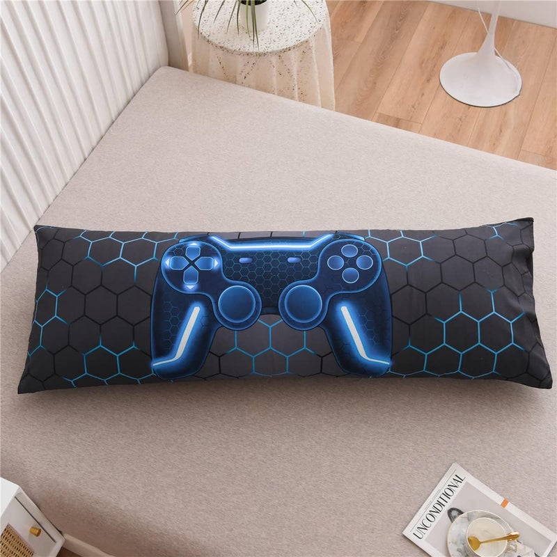 NTBED Gaming Body Pillow Cover Gamer Microfiber Pillowcase with Envelope Closure for Kids Boys Adults,(20"x54",Blue) - Image 1