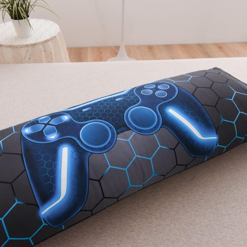 NTBED Gaming Body Pillow Cover Gamer Microfiber Pillowcase with Envelope Closure for Kids Boys Adults,(20"x54",Blue) - Image 2