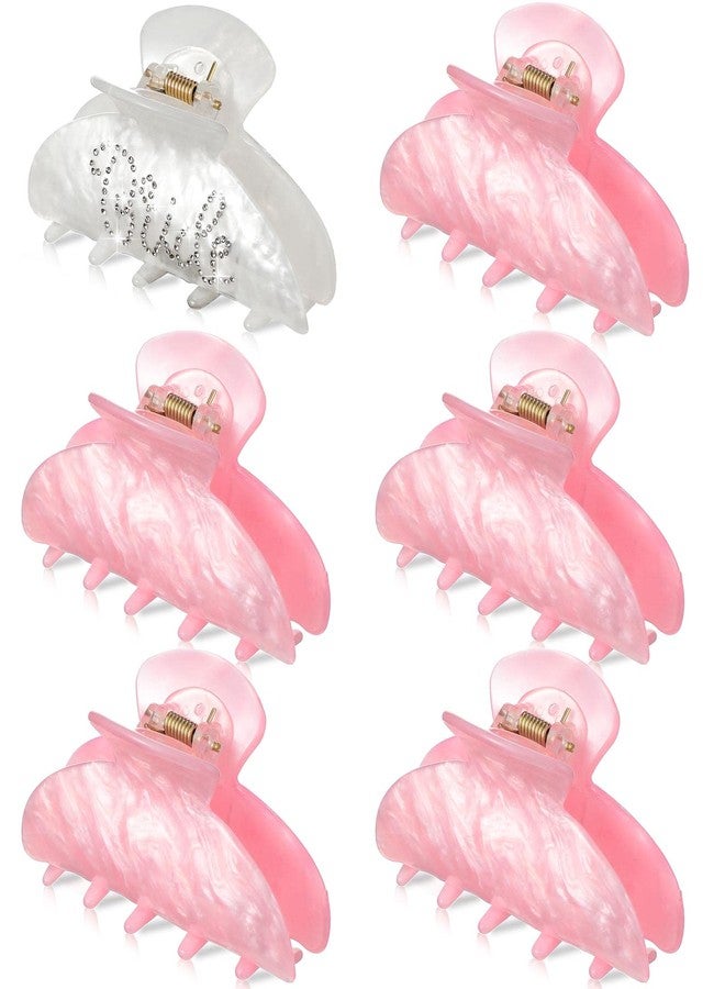 Jinei 6 Pcs Bride Bridesmaid Claw Hair Clip White Pink Acrylic Hair Clip Rhinestone Bride Clips Bachelorette Party Decorations Banana Barrettes Bridesmaid Gifts Bridal Shower, Wedding - Image 1