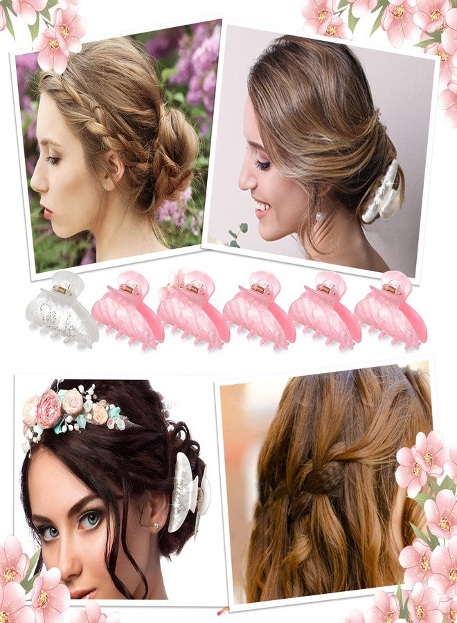Jinei 6 Pcs Bride Bridesmaid Claw Hair Clip White Pink Acrylic Hair Clip Rhinestone Bride Clips Bachelorette Party Decorations Banana Barrettes Bridesmaid Gifts Bridal Shower, Wedding - Image 5
