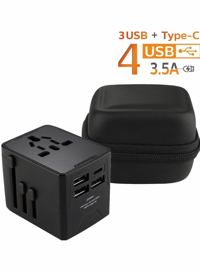 HomarKet Universal Travel Adapter with Multiple Regional Power Socket Plugs for UK US  and Plug Adaptor with 3 Ultra-Fast USB Charging Port and 1 Brisk USB Type C Port (Equipped with a plug storage box)  - Image 1