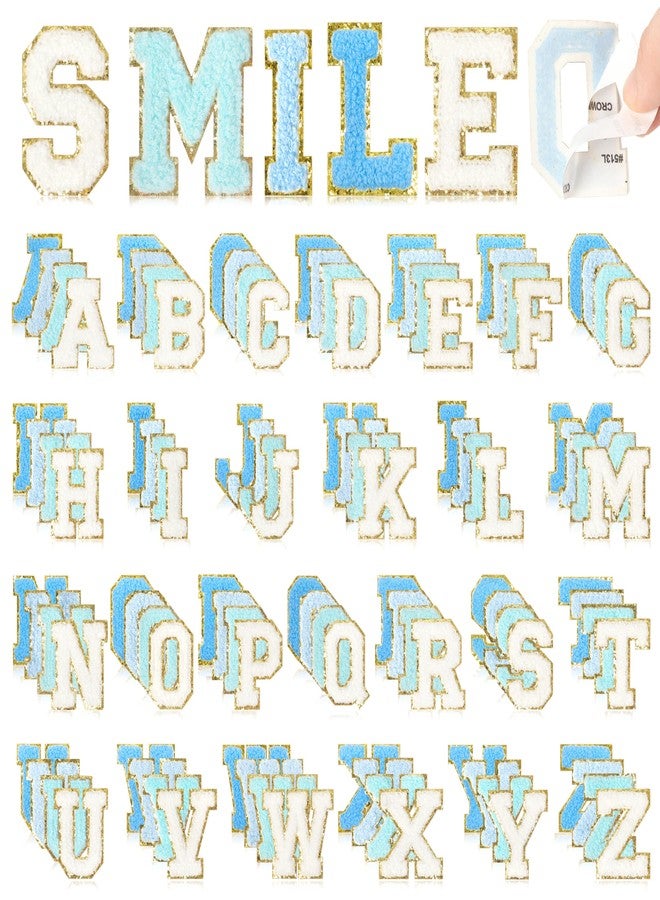 NICEVINYL Self-Adhesive Chenille Letters Patches: 104PCS Blue-Colored Letter Patches Stickers - Varsity Initial Patch for Clothing Backpacks Make-up Bags DIY Gifts Decor - Image 1