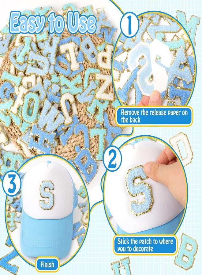 NICEVINYL Self-Adhesive Chenille Letters Patches: 104PCS Blue-Colored Letter Patches Stickers - Varsity Initial Patch for Clothing Backpacks Make-up Bags DIY Gifts Decor - Image 4