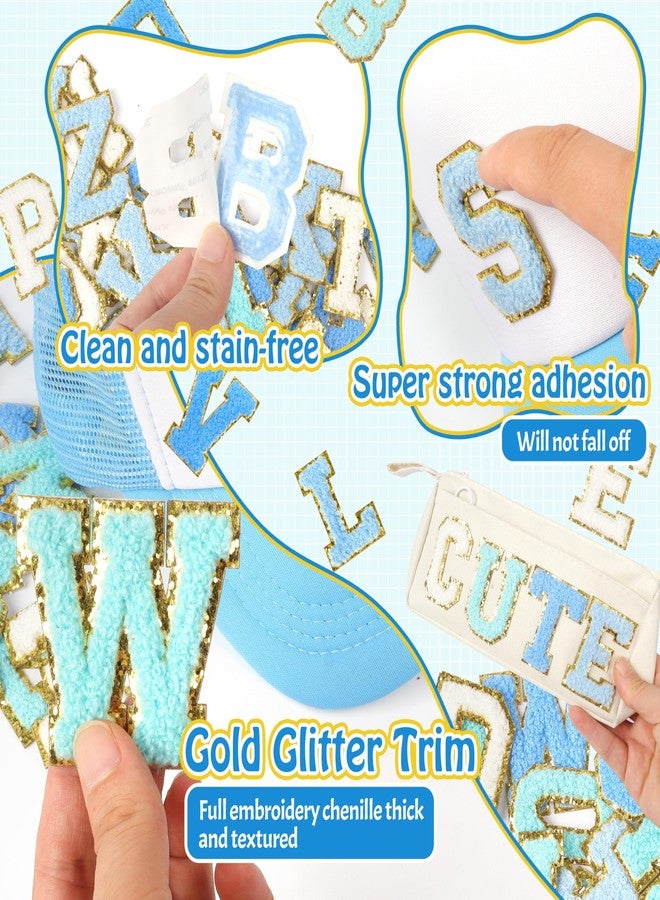 NICEVINYL Self-Adhesive Chenille Letters Patches: 104PCS Blue-Colored Letter Patches Stickers - Varsity Initial Patch for Clothing Backpacks Make-up Bags DIY Gifts Decor - Image 3