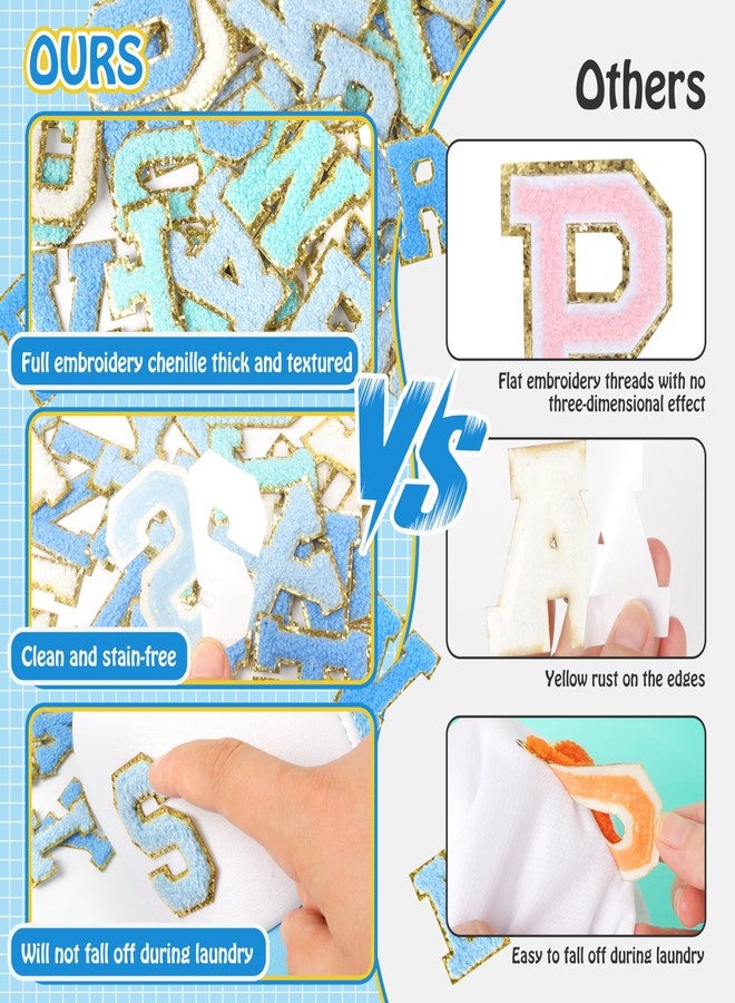 NICEVINYL Self-Adhesive Chenille Letters Patches: 104PCS Blue-Colored Letter Patches Stickers - Varsity Initial Patch for Clothing Backpacks Make-up Bags DIY Gifts Decor - Image 5