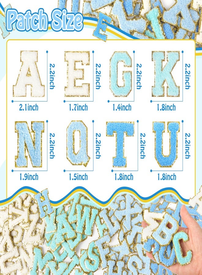 NICEVINYL Self-Adhesive Chenille Letters Patches: 104PCS Blue-Colored Letter Patches Stickers - Varsity Initial Patch for Clothing Backpacks Make-up Bags DIY Gifts Decor - Image 2