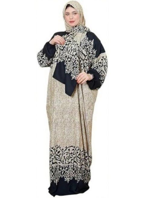 إسدال صلاة من الفسكوز المعالج مع طرحة متصله للإستقبال والصلاة و الإستخدامات المتعددة