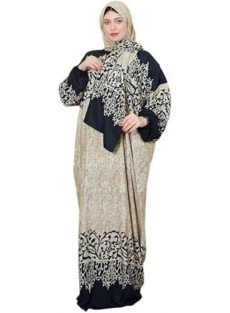 إسدال صلاة من الفسكوز المعالج مع طرحة متصله للإستقبال والصلاة و الإستخدامات المتعددة - Image 1