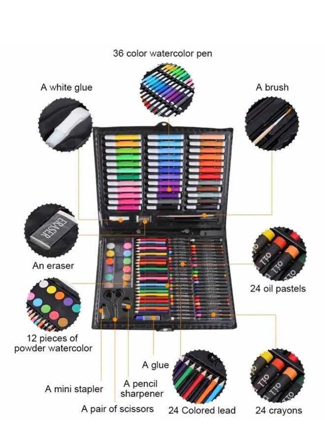 150 Colors Art Supplies Art Set Includes Oil Pastels, Crayons, Colored Pencils, Markers,Watercolor Cakes,Deluxe Portable Double Layers Gift Box for Kids Teens Adults  - Image 4