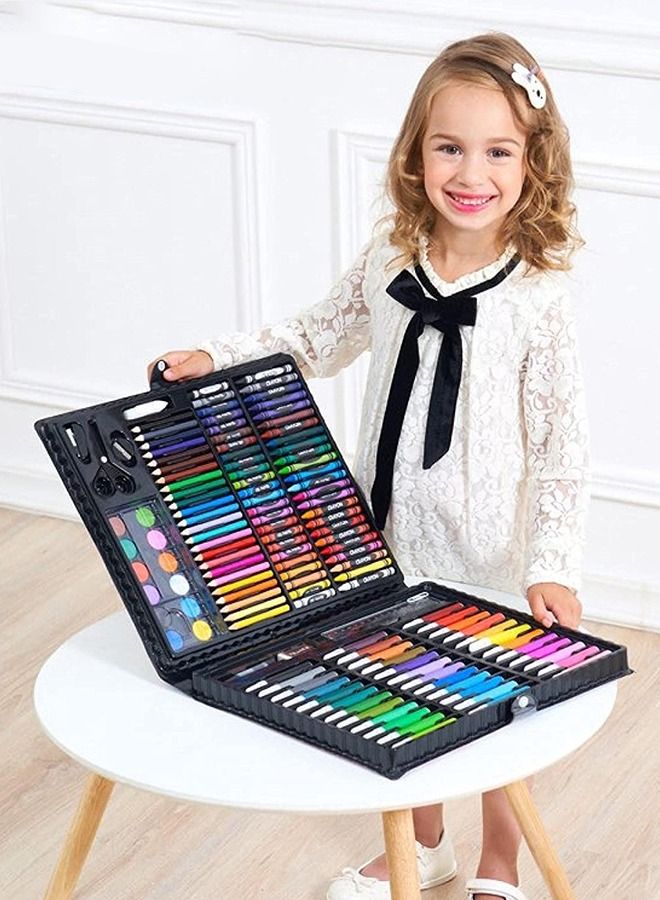150 Colors Art Supplies Art Set Includes Oil Pastels, Crayons, Colored Pencils, Markers,Watercolor Cakes,Deluxe Portable Double Layers Gift Box for Kids Teens Adults  - Image 2