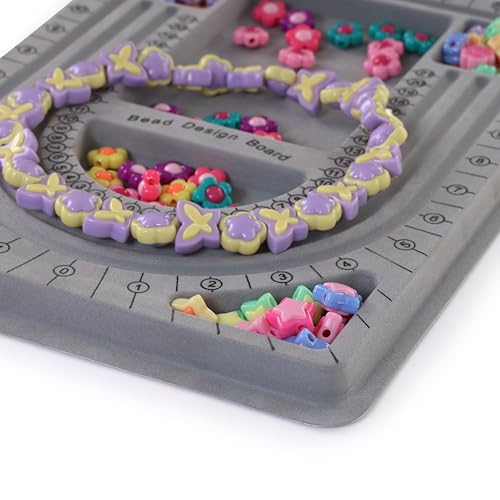 ambitieux Jewelry Beading Design Board – Grey Silicone Bead Tray with Storage Wells & Numbered Groove for Necklace & Bracelet Making (Necklace Board) - Image 5