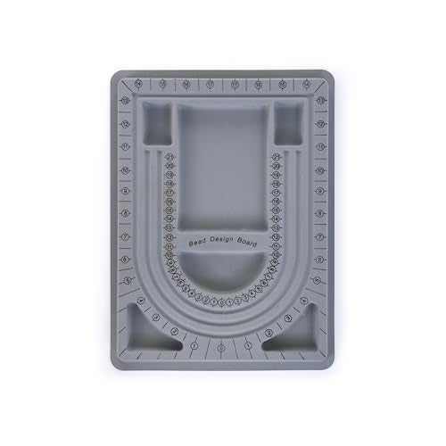 ambitieux Jewelry Beading Design Board – Grey Silicone Bead Tray with Storage Wells & Numbered Groove for Necklace & Bracelet Making (Necklace Board) - Image 2