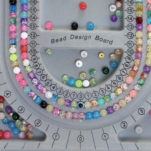 ambitieux Jewelry Beading Design Board – Grey Silicone Bead Tray with Storage Wells & Numbered Groove for Necklace & Bracelet Making (Necklace Board) - Image 3