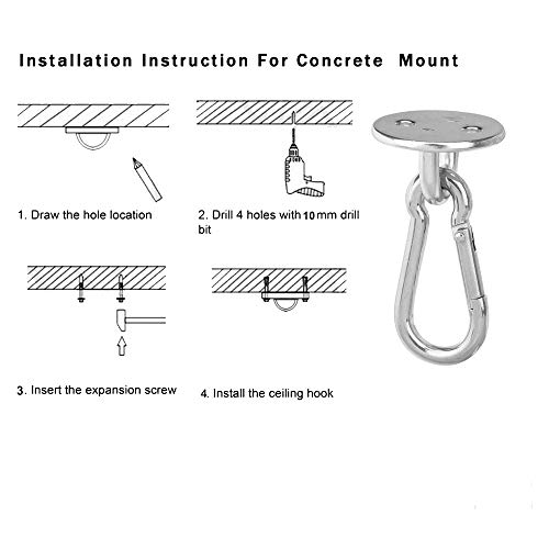 Lind Kitchen 2 Set M8 Ceiling & Wall Mount Hanging Hardware Fitting Set 304 Stainless Steel Heavy Duty Round Pad Eye Hook Plate + Snap Hook for Yoga Hammock Chair Swings Marine Boat Accessories - Image 4