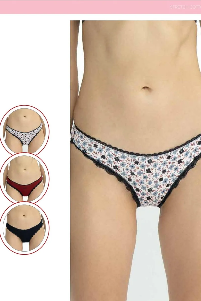 U.S. Polo Assn. 66431 Women's Mixed Pattern Cotton 3-Pack Briefs-Navy Blue