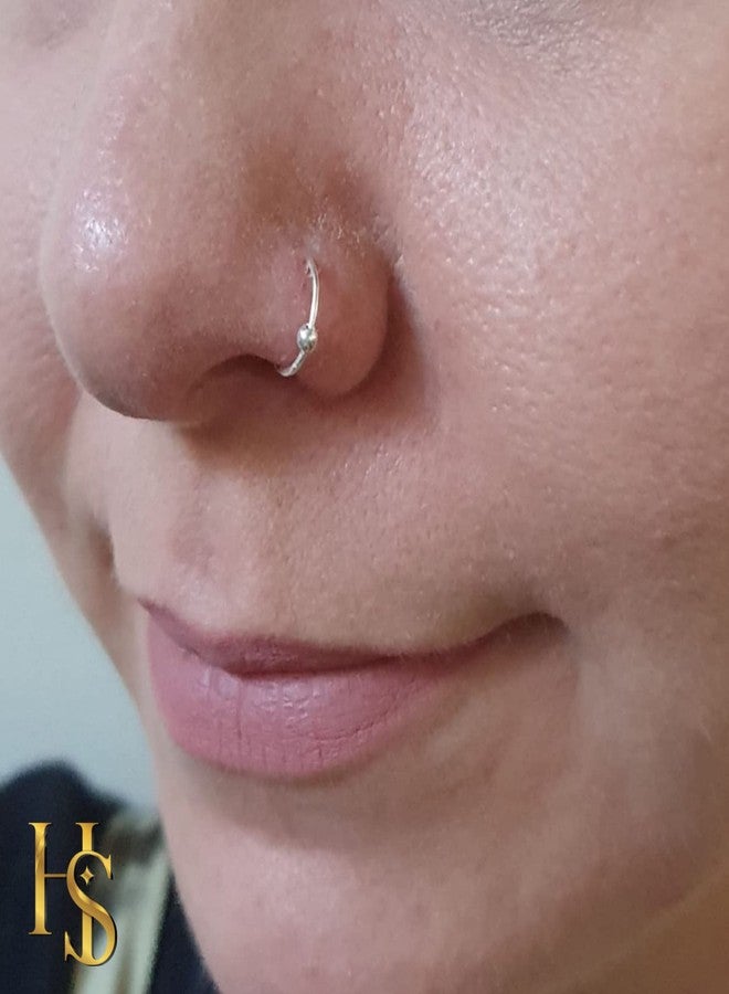 HighSpark 92.5 Sterling Silver Nose Ring for Women in Silver | Simple & Elegant Nose Piercing for Women & Girls | Lovely Gift - Silver - Image 4