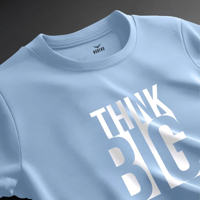 نوبيرو Men's Light Blue Cotton T-Shirt for Men
