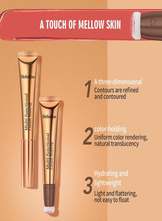 كيو اي سي قلم تحديد الوجه السائل، قلم مكياج سائل مع أداة تطبيق، قلم برونزر كريمي بلمسة نهائية طبيعية غير لامعة، قلم برونزر كريمي مغذي (04، 0.51 أونصة سائلة) - Image 2