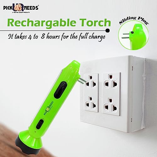 Pick Ur Needs Emergency Rechargeable Long Distance LED Torch Light 5W +18 Bright SMD (2 in 1) (Green) - Image 4