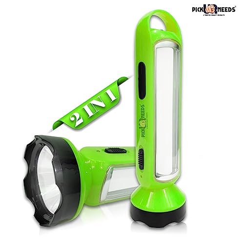 Pick Ur Needs Emergency Rechargeable Long Distance LED Torch Light 5W +18 Bright SMD (2 in 1) (Green) - Image 2